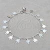 Sterling Silver Charm Bracelet, Flower Design, Polished, Silver Finish, 03.409.0137.07 (01 MM Thickness, 7 Inches Length)