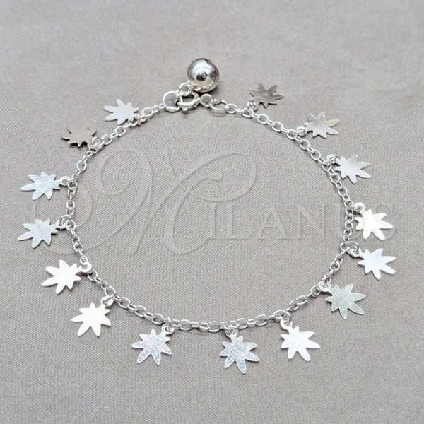 Sterling Silver Bracelet — Charm Bracelet Flower Design Polished 03. 01 MM — main product view — SKU 158041 | Plata 925 brazalete — Charm Bracelet flor diseño pulido 03. 01 MM — SKU 158041
