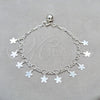 Sterling Silver Charm Bracelet, Flower Design, Polished, Silver Finish, 03.409.0139.07 (01 MM Thickness, 7 Inches Length)