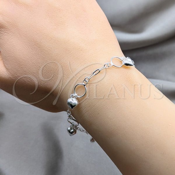 Sterling Silver Bracelet — Charm Bracelet Heart Design Polished 03. 01 MM — alternate product view — SKU 158044 | Plata 925 brazalete — Charm Bracelet corazón diseño pulido 03. 01 MM — SKU 158044