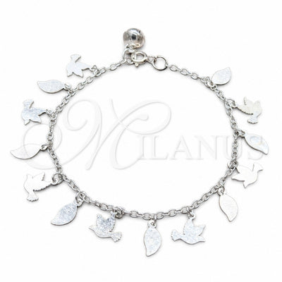 Sterling Silver Fancy Bracelet, Bird Design, Polished, Silver Finish, 03.409.0142.07 (01 MM Thickness, 7 Inches for wholesale, main product view