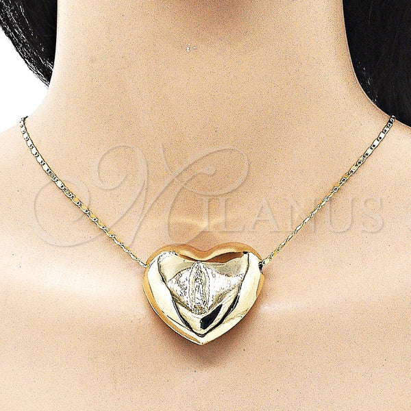 Gold Filled Necklace — Fancy Necklace Heart and Guadalupe Design Polished 04. — alternate product view — SKU 158065 | Oro Laminado collar — elegante Necklace corazón and Guadalupe diseño pulido 04. — SKU 158065