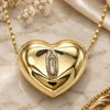 Oro Laminado Fancy Necklace, Gold Filled Style Heart and Guadalupe Design, Polished, Golden Finish, 04.253.0021.18 (02 MM Thickness, 18 Inches Length)
