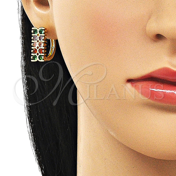 Gold Filled Hoop Earrings — Huggie Hoop with Multicolor Cubic Zirconia Polished 02. — alternate product view — SKU 158096 | Oro Laminado aretes de aro — Huggie Hoop with Multicolor Cubic Zirconia pulido 02. — SKU 158096