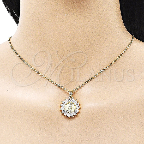 Gold Filled Pendant — Religious Pendant Guadalupe Design with White Cubic Zirconia — alternate product view — SKU 158127 | Oro Laminado dije — Religious Pendant Guadalupe diseño with blanco Cubic Zirconia — SKU 158127