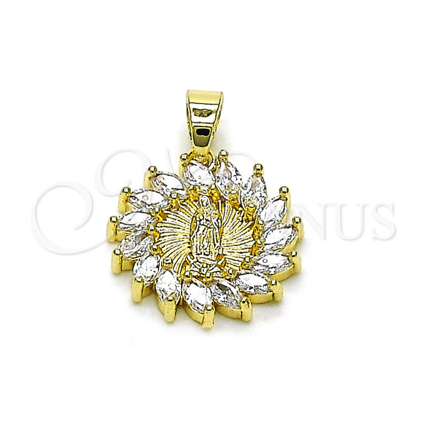 Gold Filled Pendant — Religious Pendant Guadalupe Design with White Cubic Zirconia — main product view — SKU 158127 | Oro Laminado dije — Religious Pendant Guadalupe diseño with blanco Cubic Zirconia — SKU 158127