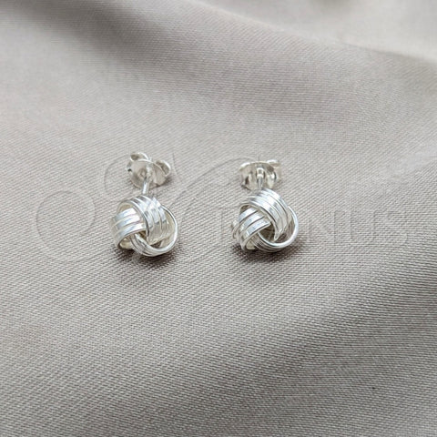 Sterling Silver Stud Earring, Love Knot Design, Polished, Silver Finish, 02.409.0025