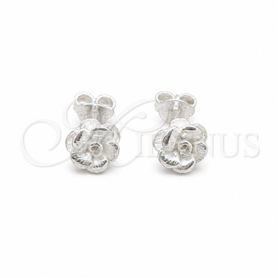Sterling Silver Stud Earring, Flower Design, Polished, Silver Finish, 02.409.0027 for wholesale, main product view