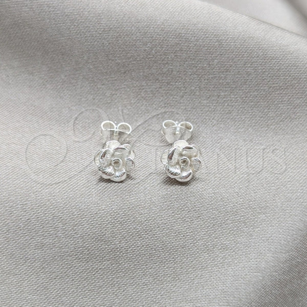 Sterling Silver Ring — Stud Earring Flower Design Polished 02. — main product view — SKU 158134 | Plata 925 anillo — Stud Earring flor diseño pulido 02. — SKU 158134