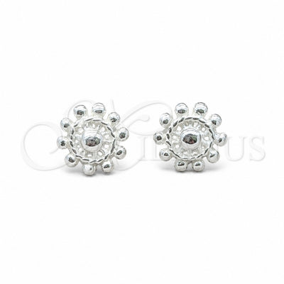 Sterling Silver Stud Earring, Flower Design, Polished, Silver Finish, 02.409.0028 for wholesale, main product view