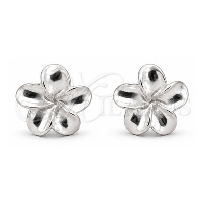 Sterling Silver Stud Earring, Flower Design, Polished, Silver Finish, 02.409.0029