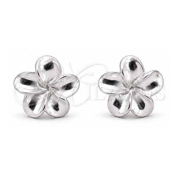 Sterling Silver Stud Earring, Flower Design, Polished, Silver Finish, 02.409.0029