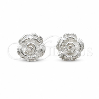 Sterling Silver Stud Earring, Flower Design, Polished, Silver Finish, 02.409.0034 for wholesale, main product view