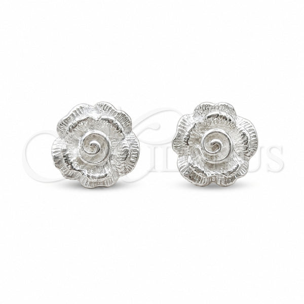 Sterling Silver Stud Earring, Flower Design, Polished, Silver Finish, 02.409.0034
