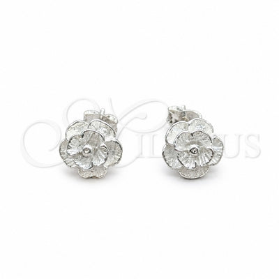 Sterling Silver Stud Earring, Flower Design, Polished, Silver Finish, 02.409.0038 for wholesale, main product view