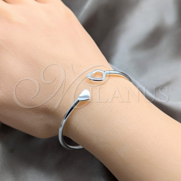 Sterling Silver Jewelry — Individual Bangle Heart Design Polished 07. 04 MM — alternate product view — SKU 158155 | Plata 925 joyería — Individual Bangle corazón diseño pulido 07. 04 MM — SKU 158155