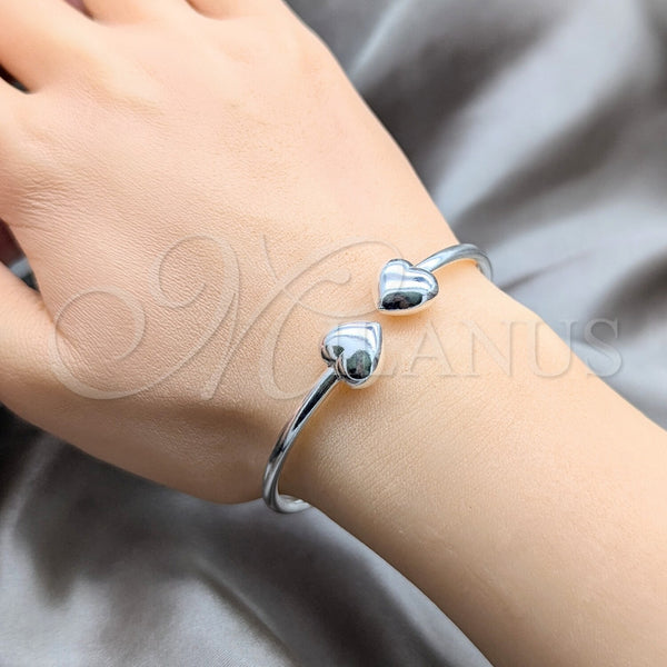 Sterling Silver Jewelry — Individual Bangle Heart Design Polished 07. 04 MM — alternate product view — SKU 158159 | Plata 925 joyería — Individual Bangle corazón diseño pulido 07. 04 MM — SKU 158159