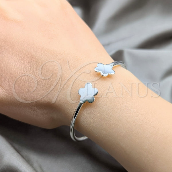 Sterling Silver Jewelry — Individual Bangle Flower Design Polished 07. 04 MM — alternate product view — SKU 158164 | Plata 925 joyería — Individual Bangle flor diseño pulido 07. 04 MM — SKU 158164