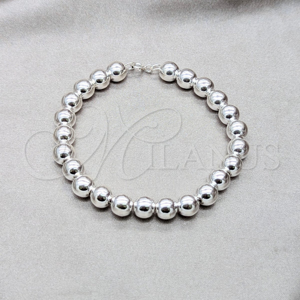 Sterling Silver Fancy Bracelet, Ball Design, Polished, Silver Finish, 03.409.0143.08 (08 MM Thickness, 8 Inches Length)