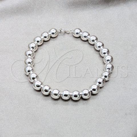 Sterling Silver Fancy Bracelet, Ball Design, Polished, Silver Finish, 03.409.0143.08 (08 MM Thickness, 8 Inches Length)