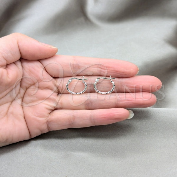 Sterling Silver Hoop Earrings — Small Hoop Twist Design Polished 02. — alternate product view — SKU 158167 | Plata 925 aretes de aro — aro pequeño Twist diseño pulido 02. — SKU 158167