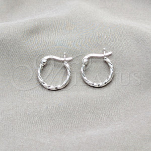 Sterling Silver Hoop Earrings — Small Hoop Twist Design Polished 02. — main product view — SKU 158167 | Plata 925 aretes de aro — aro pequeño Twist diseño pulido 02. — SKU 158167