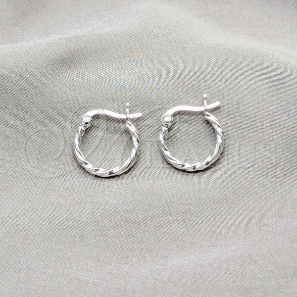 Sterling Silver Hoop Earrings — Small Hoop Twist Design Polished 02. — main product view — SKU 158167 | Plata 925 aretes de aro — aro pequeño Twist diseño pulido 02. — SKU 158167