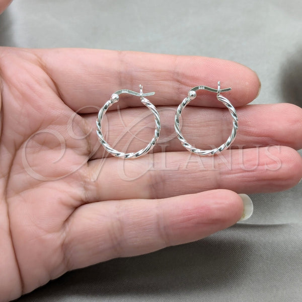 Sterling Silver Hoop Earrings — Small Hoop Twist Design Polished 02. — alternate product view — SKU 158168 | Plata 925 aretes de aro — aro pequeño Twist diseño pulido 02. — SKU 158168
