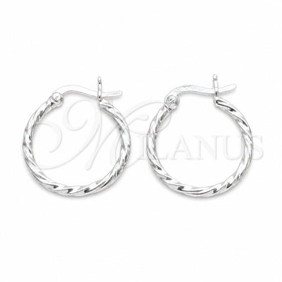 Sterling Silver Small Hoop, Twist Design, Polished, Silver Finish, 02.409.0040.20