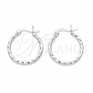 Sterling Silver Small Hoop, Twist Design, Polished, Silver Finish, 02.409.0040.20