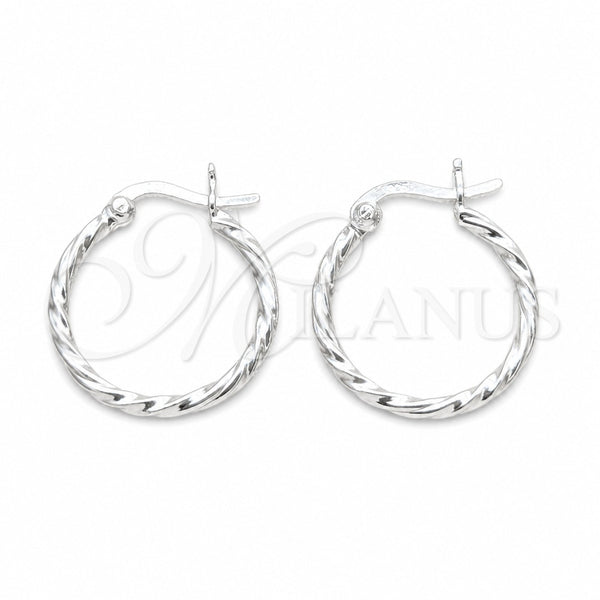 Sterling Silver Small Hoop, Twist Design, Polished, Silver Finish, 02.409.0040.20