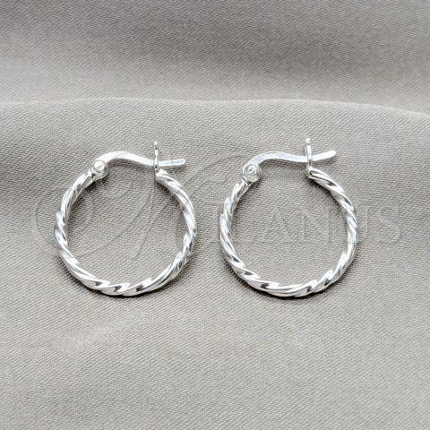 Sterling Silver Small Hoop, Twist Design, Polished, Silver Finish, 02.409.0040.20