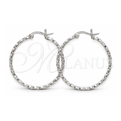 Sterling Silver Medium Hoop, Twist Design, Polished, Silver Finish, 02.409.0041.30