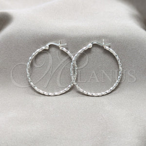 Sterling Silver Hoop Earrings — Medium Hoop Twist Design Polished 02. — main product view — SKU 158169 | Plata 925 aretes de aro — Medium Hoop Twist diseño pulido 02. — SKU 158169