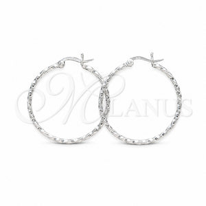 Sterling Silver Medium Hoop, Twist Design, Polished, Silver Finish, 02.409.0041.30