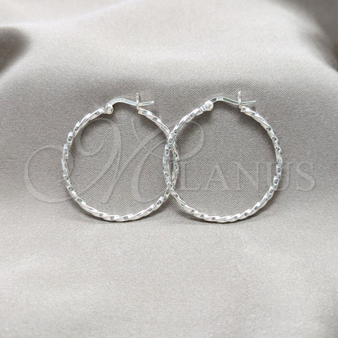 Sterling Silver Medium Hoop, Twist Design, Polished, Silver Finish, 02.409.0041.30
