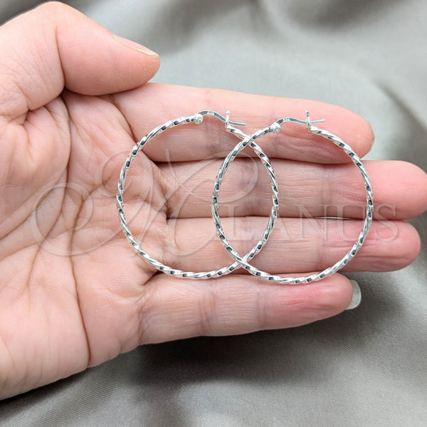 Sterling Silver Hoop Earrings — Medium Hoop Twist Design Polished 02. — alternate product view — SKU 158170 | Plata 925 aretes de aro — Medium Hoop Twist diseño pulido 02. — SKU 158170