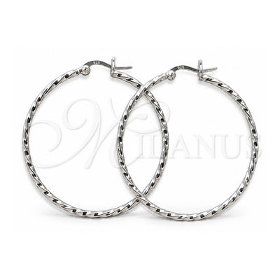 Sterling Silver Medium Hoop, Twist Design, Polished, Silver Finish, 02.409.0042.40