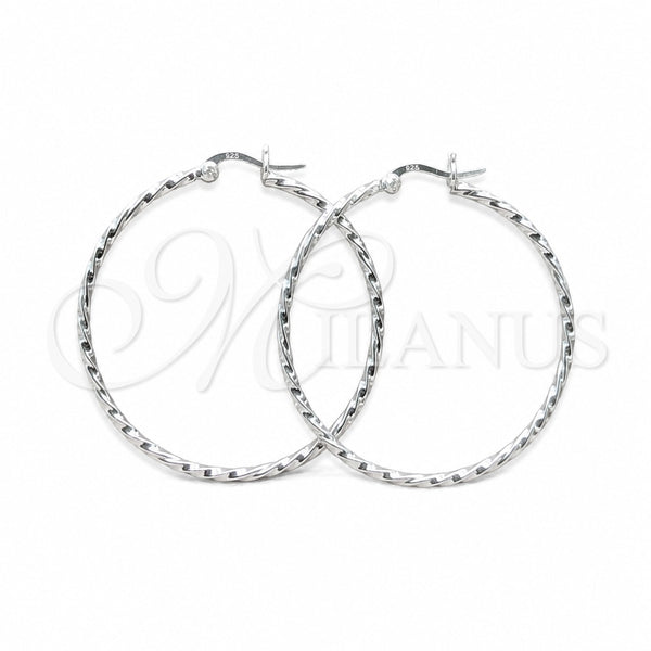 Sterling Silver Medium Hoop, Twist Design, Polished, Silver Finish, 02.409.0042.40