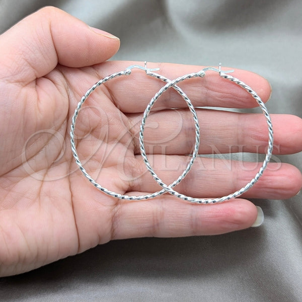 Sterling Silver Hoop Earrings — Large Hoop Twist Design Polished 02. — alternate product view — SKU 158171 | Plata 925 aretes de aro — Large Hoop Twist diseño pulido 02. — SKU 158171