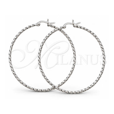 Sterling Silver Large Hoop, Twist Design, Polished, Silver Finish, 02.409.0043.50
