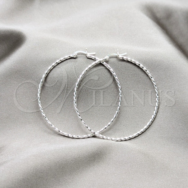 Sterling Silver Hoop Earrings — Large Hoop Twist Design Polished 02. — main product view — SKU 158171 | Plata 925 aretes de aro — Large Hoop Twist diseño pulido 02. — SKU 158171