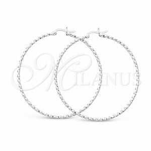 Sterling Silver Large Hoop, Twist Design, Polished, Silver Finish, 02.409.0043.50