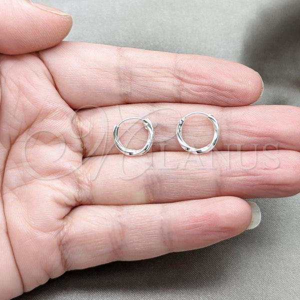 Sterling Silver Hoop Earrings — Small Hoop Twist Design Polished 02. — alternate product view — SKU 158172 | Plata 925 aretes de aro — aro pequeño Twist diseño pulido 02. — SKU 158172