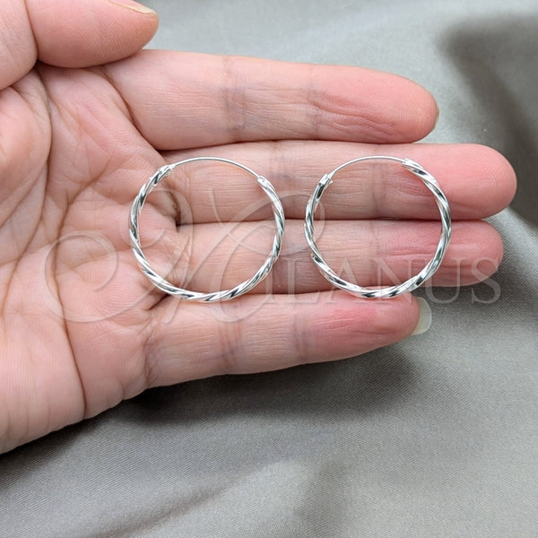 Sterling Silver Hoop Earrings — Medium Hoop Twist Design Polished 02. — alternate product view — SKU 158173 | Plata 925 aretes de aro — Medium Hoop Twist diseño pulido 02. — SKU 158173