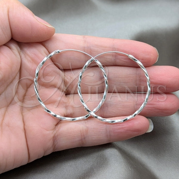 Sterling Silver Hoop Earrings — Medium Hoop Twist Design Polished 02. — alternate product view — SKU 158174 | Plata 925 aretes de aro — Medium Hoop Twist diseño pulido 02. — SKU 158174
