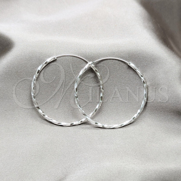 Sterling Silver Medium Hoop, Twist Design, Polished, Silver Finish, 02.409.0044.40