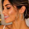 Sterling Silver Large Hoop, Twist Design, Polished, Silver Finish, 02.409.0044.50