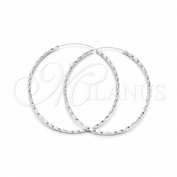Sterling Silver Large Hoop, Twist Design, Polished, Silver Finish, 02.409.0044.50