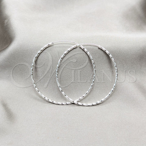 Sterling Silver Large Hoop, Twist Design, Polished, Silver Finish, 02.409.0044.50